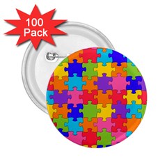 Funny Colorful Jigsaw Puzzle 2 25  Buttons (100 Pack) 