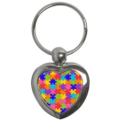 Funny Colorful Jigsaw Puzzle Key Chains (Heart) 