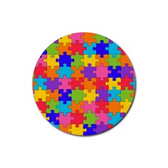 Funny Colorful Jigsaw Puzzle Rubber Coaster (Round) 