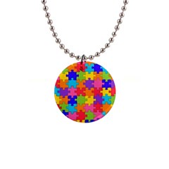 Funny Colorful Jigsaw Puzzle Button Necklaces