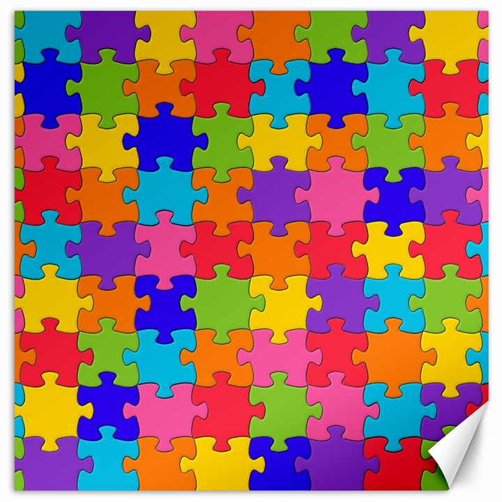 Funny Colorful Jigsaw Puzzle Canvas 16  x 16  