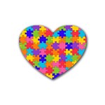 Funny Colorful Jigsaw Puzzle Rubber Coaster (Heart)  Front