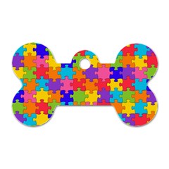 Funny Colorful Jigsaw Puzzle Dog Tag Bone (one Side) by yoursparklingshop