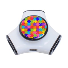 Funny Colorful Jigsaw Puzzle 3-port Usb Hub by yoursparklingshop