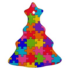 Funny Colorful Jigsaw Puzzle Christmas Tree Ornament (2 Sides)