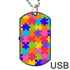 Funny Colorful Jigsaw Puzzle Dog Tag USB Flash (Two Sides) 