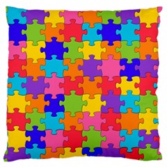 Funny Colorful Jigsaw Puzzle Standard Flano Cushion Case (two Sides) by yoursparklingshop