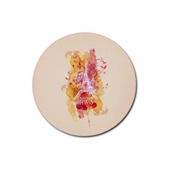 Paris With Watercolor Rubber Coaster (round) 