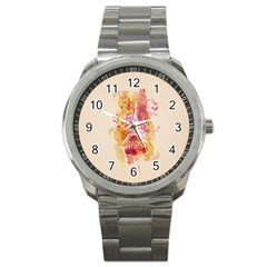 Paris With Watercolor Sport Metal Watch