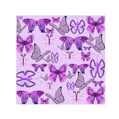 Purple Awareness Butterflies Small Satin Scarf (square)