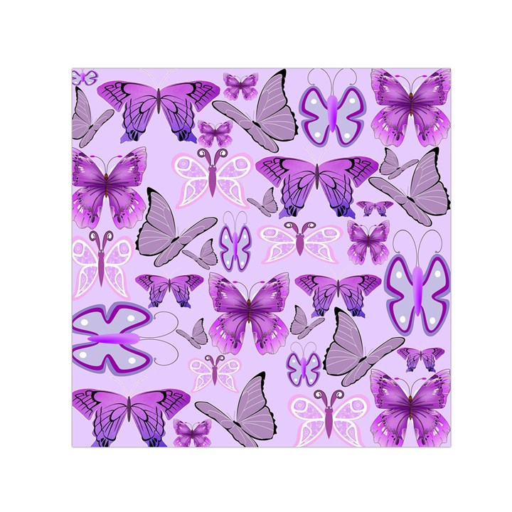 Purple Awareness Butterflies Small Satin Scarf (Square)