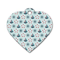 Nautical Elements Pattern Dog Tag Heart (two Sides) by TastefulDesigns