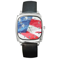 Folded American Flag Square Metal Watch by StuffOrSomething