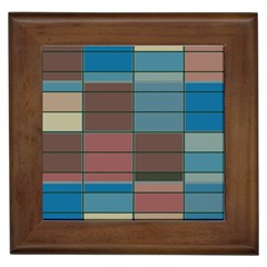 Rectangles In Retro Colors Pattern                      			framed Tile by LalyLauraFLM