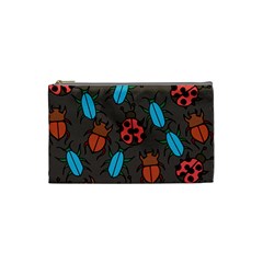 Beetles And Ladybug Pattern Bug Lover  Cosmetic Bag (small)  by BubbSnugg