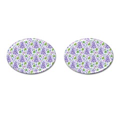 Liliac Flowers And Leaves Pattern Cufflinks (oval)