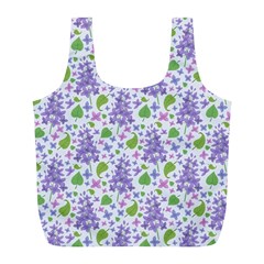 Liliac Flowers And Leaves Pattern Full Print Recycle Bags (l)  by TastefulDesigns