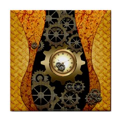 Steampunk Golden Design With Clocks And Gears Face Towel by FantasyWorld7