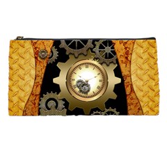 Steampunk Golden Design With Clocks And Gears Pencil Cases by FantasyWorld7