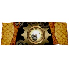 Steampunk Golden Design With Clocks And Gears Body Pillow Case Dakimakura (two Sides)