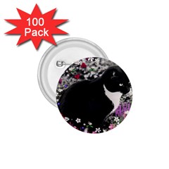 Freckles In Flowers Ii, Black White Tux Cat 1 75  Buttons (100 Pack)  by DianeClancy