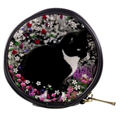 Freckles In Flowers Ii, Black White Tux Cat Mini Makeup Bags