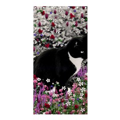 Freckles In Flowers Ii, Black White Tux Cat Shower Curtain 36  x 72  (Stall) 