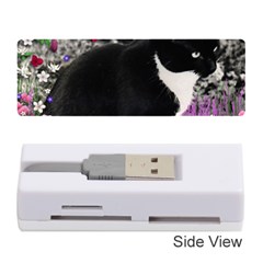 Freckles In Flowers Ii, Black White Tux Cat Memory Card Reader (Stick) 