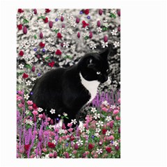 Freckles In Flowers Ii, Black White Tux Cat Small Garden Flag (two Sides) by DianeClancy