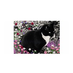 Freckles In Flowers Ii, Black White Tux Cat Satin Wrap