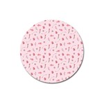 Cute Pink Birds And Flowers Pattern Magnet 3  (Round) Front