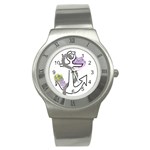 2 Combo Flowersa  Stainless Steel Watch Front