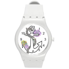 2 Combo Flowersa  Round Plastic Sport Watch (M)