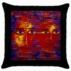 Conundrum Iii, Abstract Purple & Orange Goddess Throw Pillow Case (black) by DianeClancy