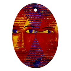 Conundrum Iii, Abstract Purple & Orange Goddess Oval Ornament (two Sides) by DianeClancy