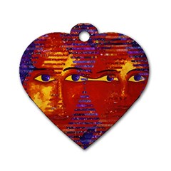 Conundrum Iii, Abstract Purple & Orange Goddess Dog Tag Heart (two Sides) by DianeClancy