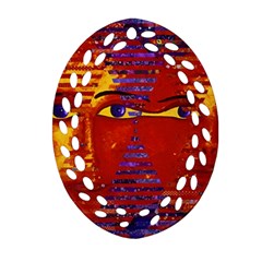 Conundrum Iii, Abstract Purple & Orange Goddess Ornament (oval Filigree)  by DianeClancy