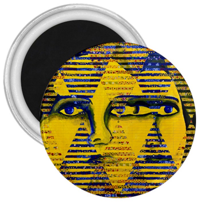 Conundrum II, Abstract Golden & Sapphire Goddess 3  Magnets