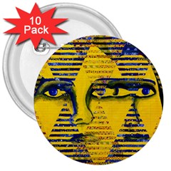 Conundrum II, Abstract Golden & Sapphire Goddess 3  Buttons (10 pack) 