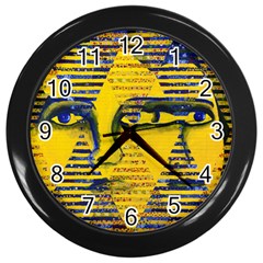 Conundrum Ii, Abstract Golden & Sapphire Goddess Wall Clocks (black) by DianeClancy