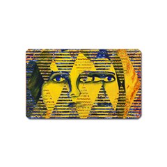 Conundrum II, Abstract Golden & Sapphire Goddess Magnet (Name Card)