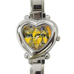 Conundrum II, Abstract Golden & Sapphire Goddess Heart Italian Charm Watch Front