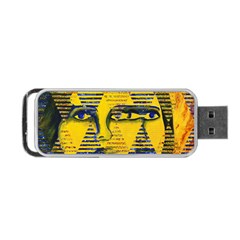 Conundrum II, Abstract Golden & Sapphire Goddess Portable USB Flash (One Side)