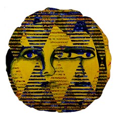 Conundrum II, Abstract Golden & Sapphire Goddess Large 18  Premium Round Cushions