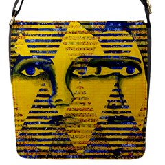 Conundrum II, Abstract Golden & Sapphire Goddess Flap Messenger Bag (S)