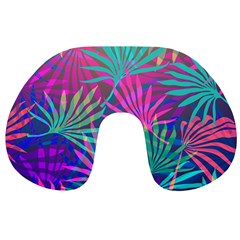 Colored Palm Leaves Background Travel Neck Pillows by TastefulDesigns