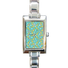 Summer Pineapples Fruit Pattern Rectangle Italian Charm Watch by TastefulDesigns