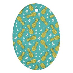 Summer Pineapples Fruit Pattern Oval Ornament (two Sides) by TastefulDesigns