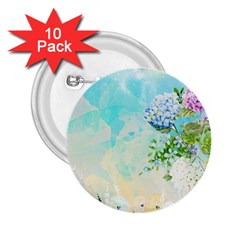 Watercolor Fresh Flowery Background 2 25  Buttons (10 Pack) 