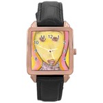 Portrait of Archangel Michael, Spiritual Chalks Drawing Rose Gold Leather Watch  Front